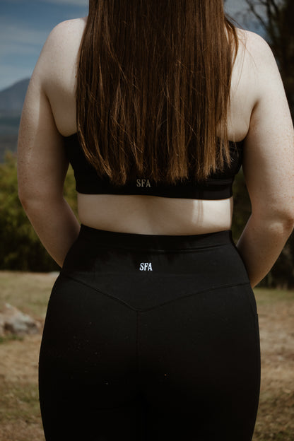 Full Length High-Waisted Active Leggings with Pockets - Black